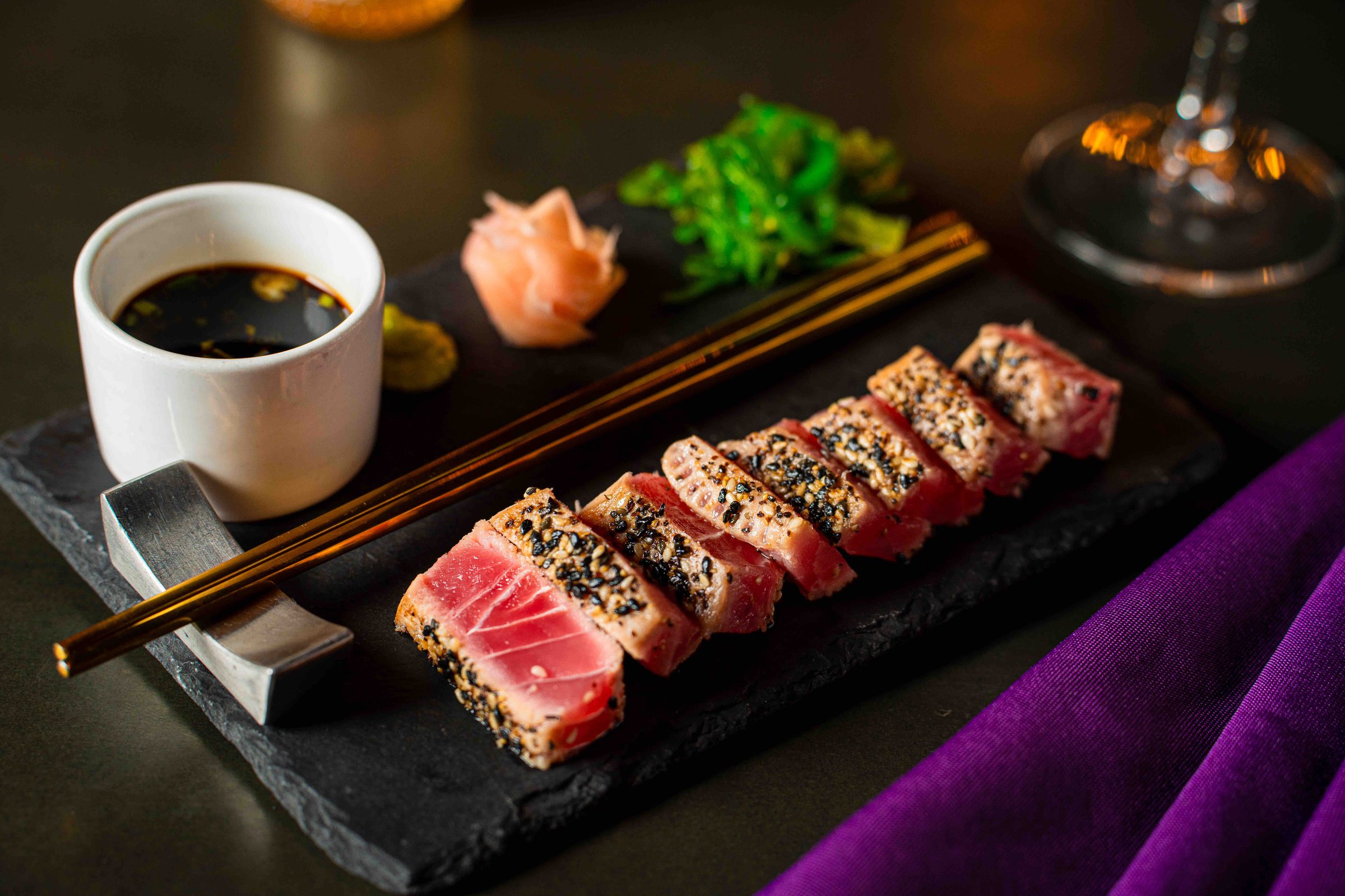 Seared tuna with wasabi and pickled ginger